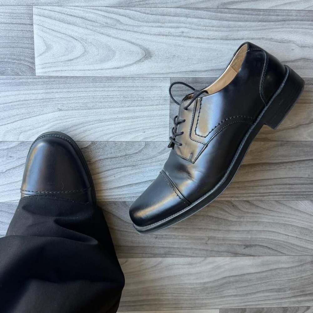 Dockers Oxford Dress Shoes Size 11.5M Black Leather Cap Toe